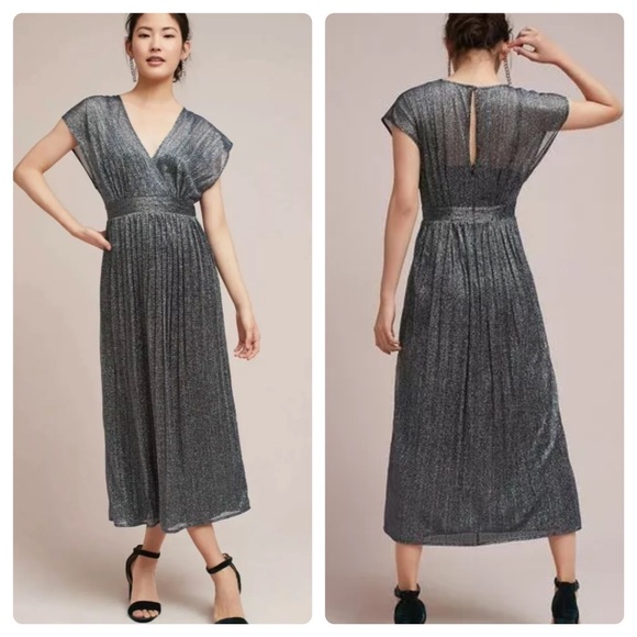 Moulinette Soeurs Dresses & Skirts - Anthropologie Pleated Glitter Metallic Midi Dress